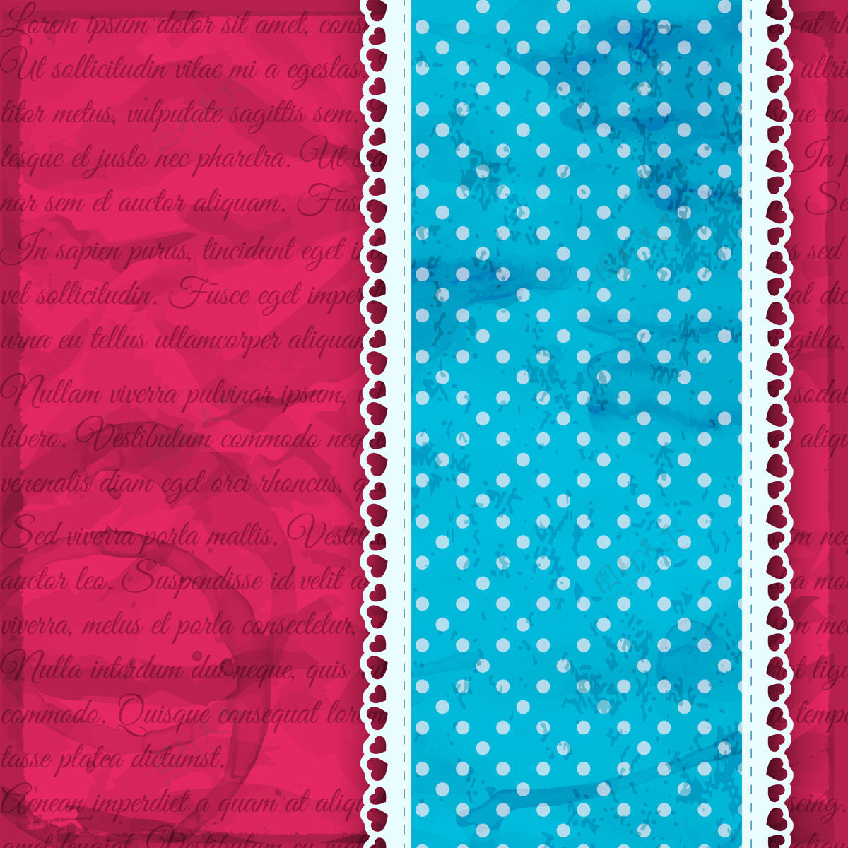 颜色浪漫的蓝色条纹与荷叶边和粉红色矢量图上的点形状时尚色彩