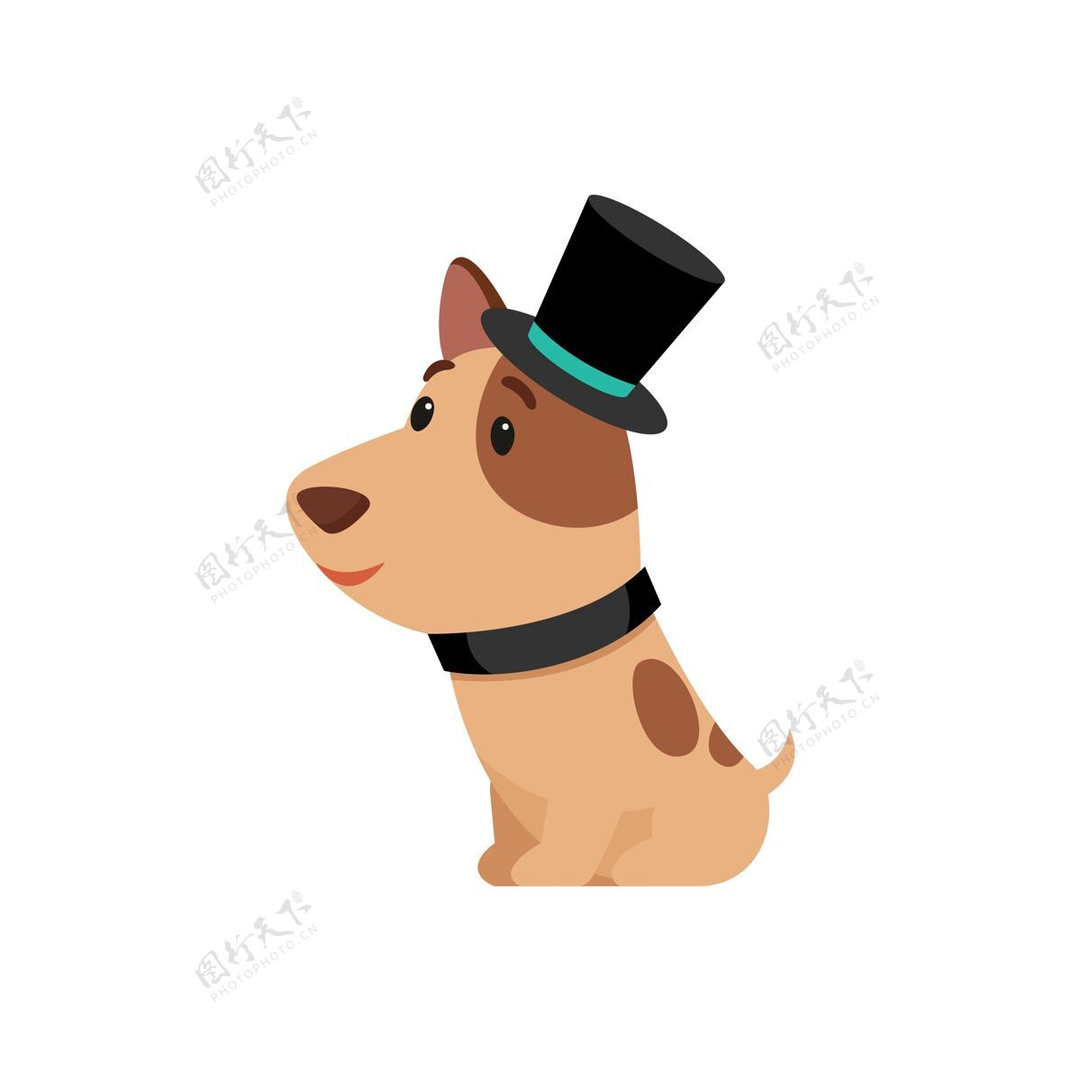 时尚可爱的小狗在老式服装卡通人物绅士狗帽子