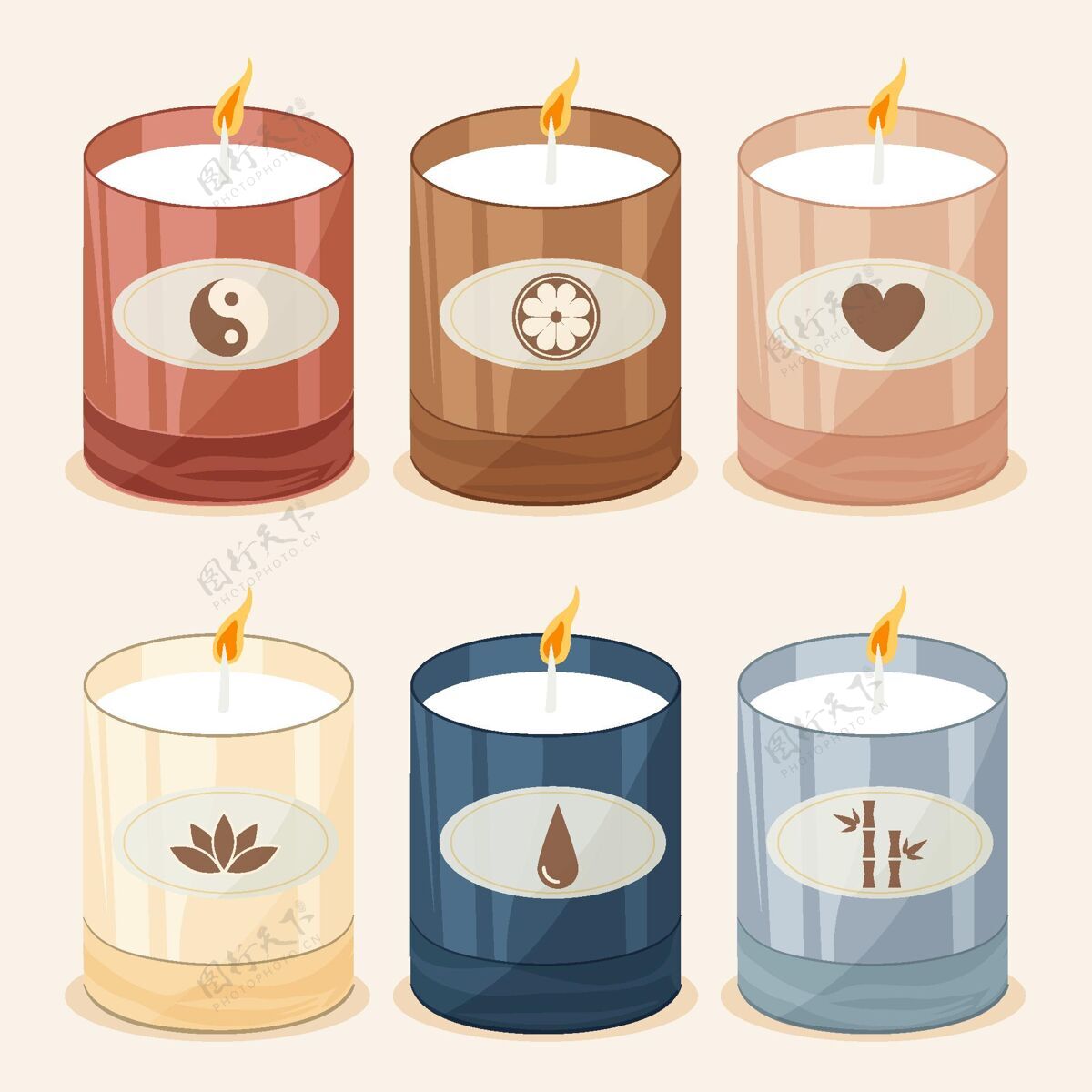 蜡烛平面设计香味蜡烛系列装饰火气味