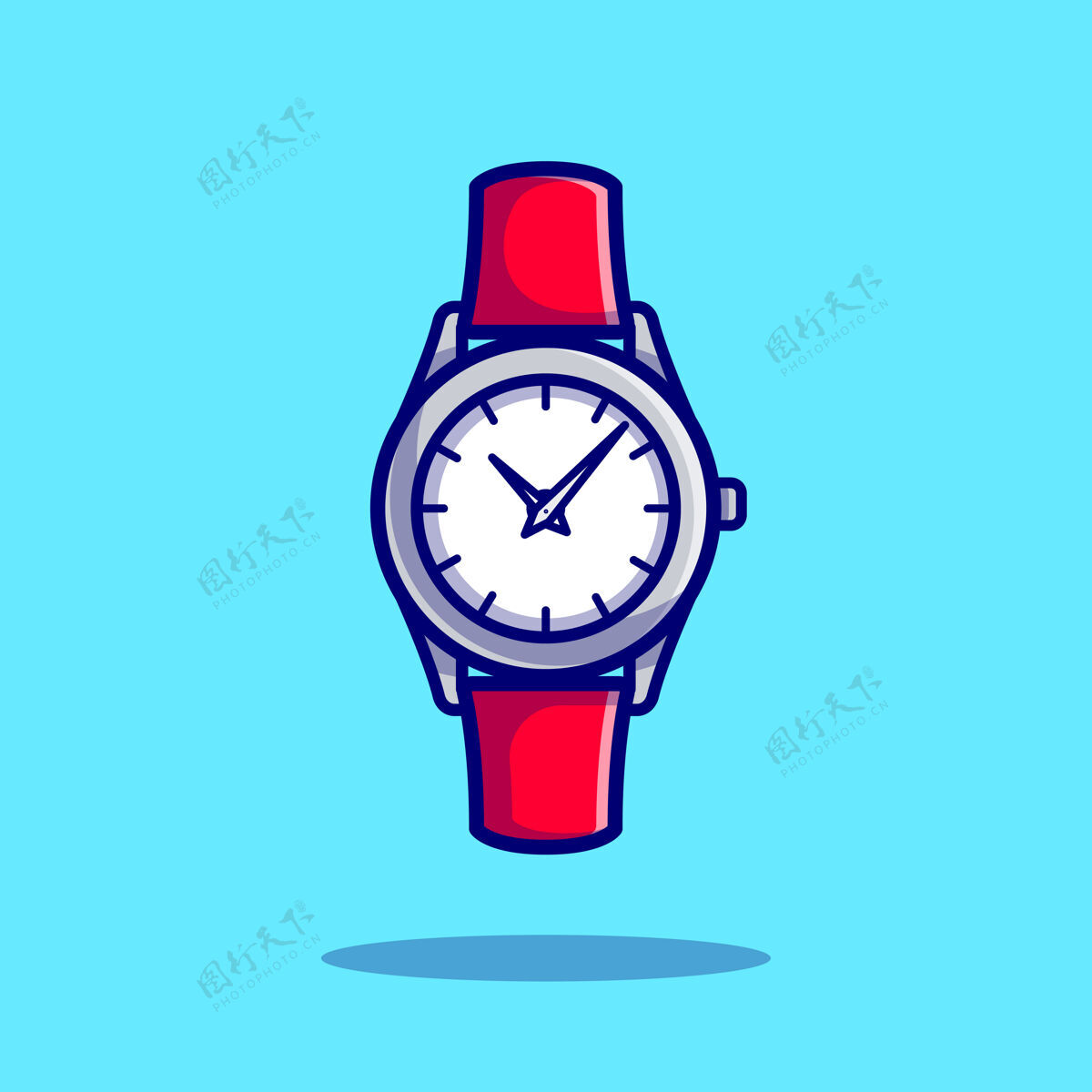 设备腕表卡通图标插图时钟对象图标概念隔离优质向量平面卡通风格小时男性数字