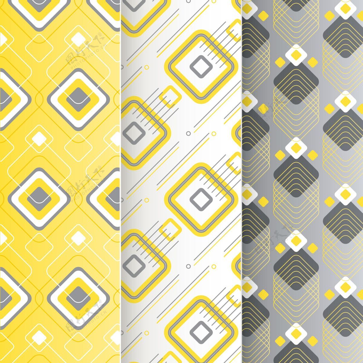 套装黄色和灰色几何图案集合黄色收藏图案