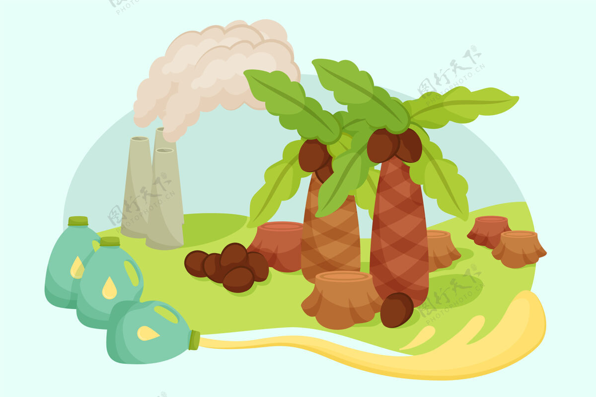 插图图文并茂的棕榈油生产行业理念棕榈油自然
