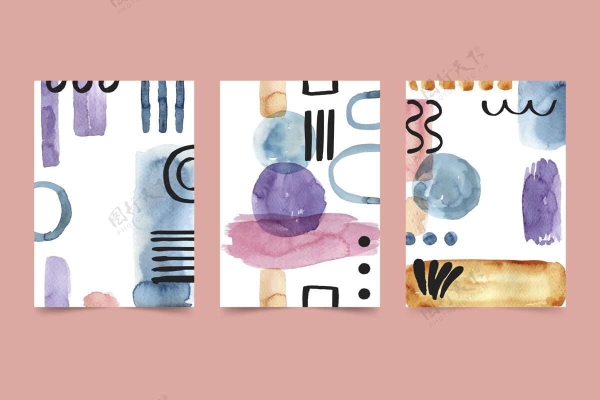 收藏水彩封面系列彩色模板抽象