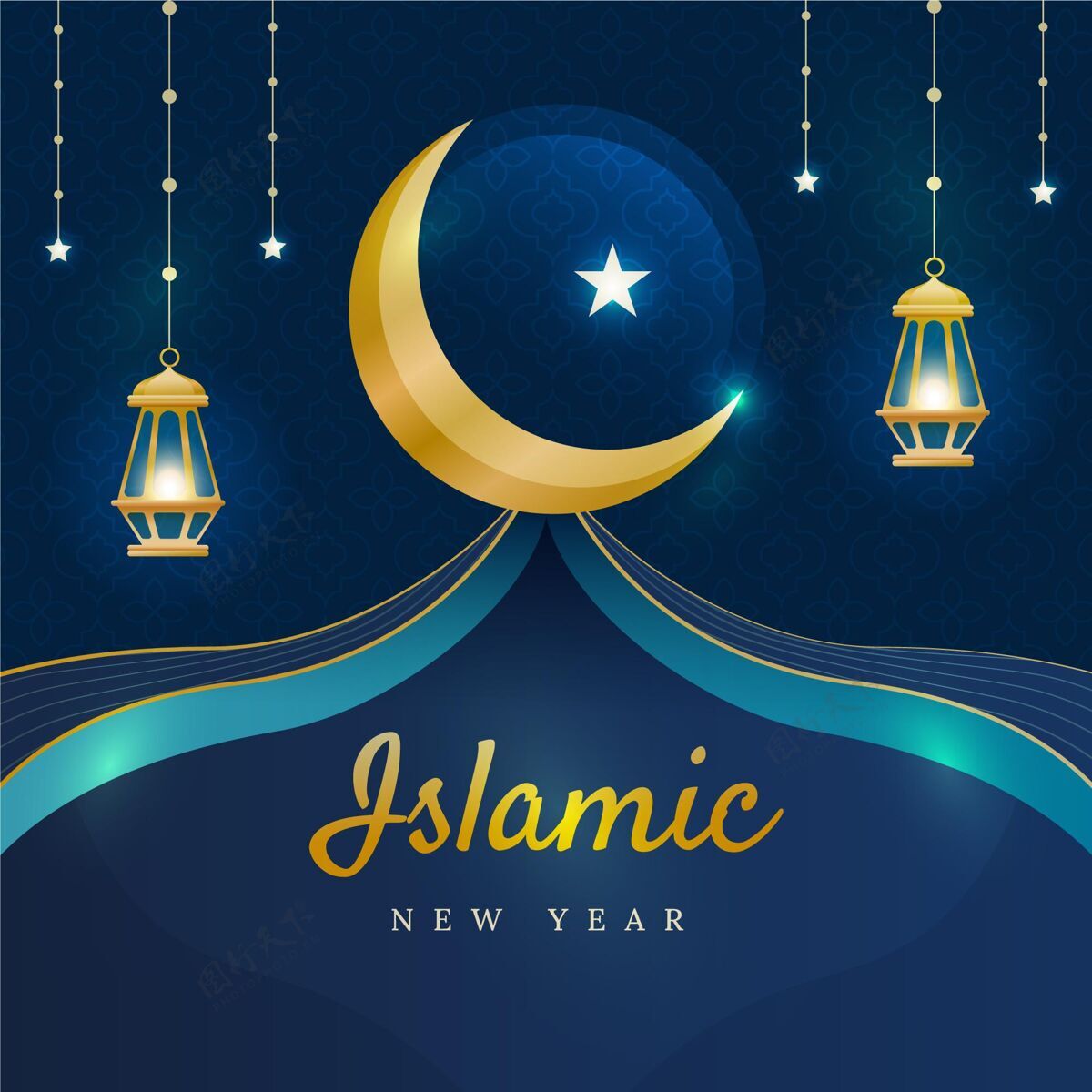 新年新年插画穆斯林阿拉伯语伊斯兰