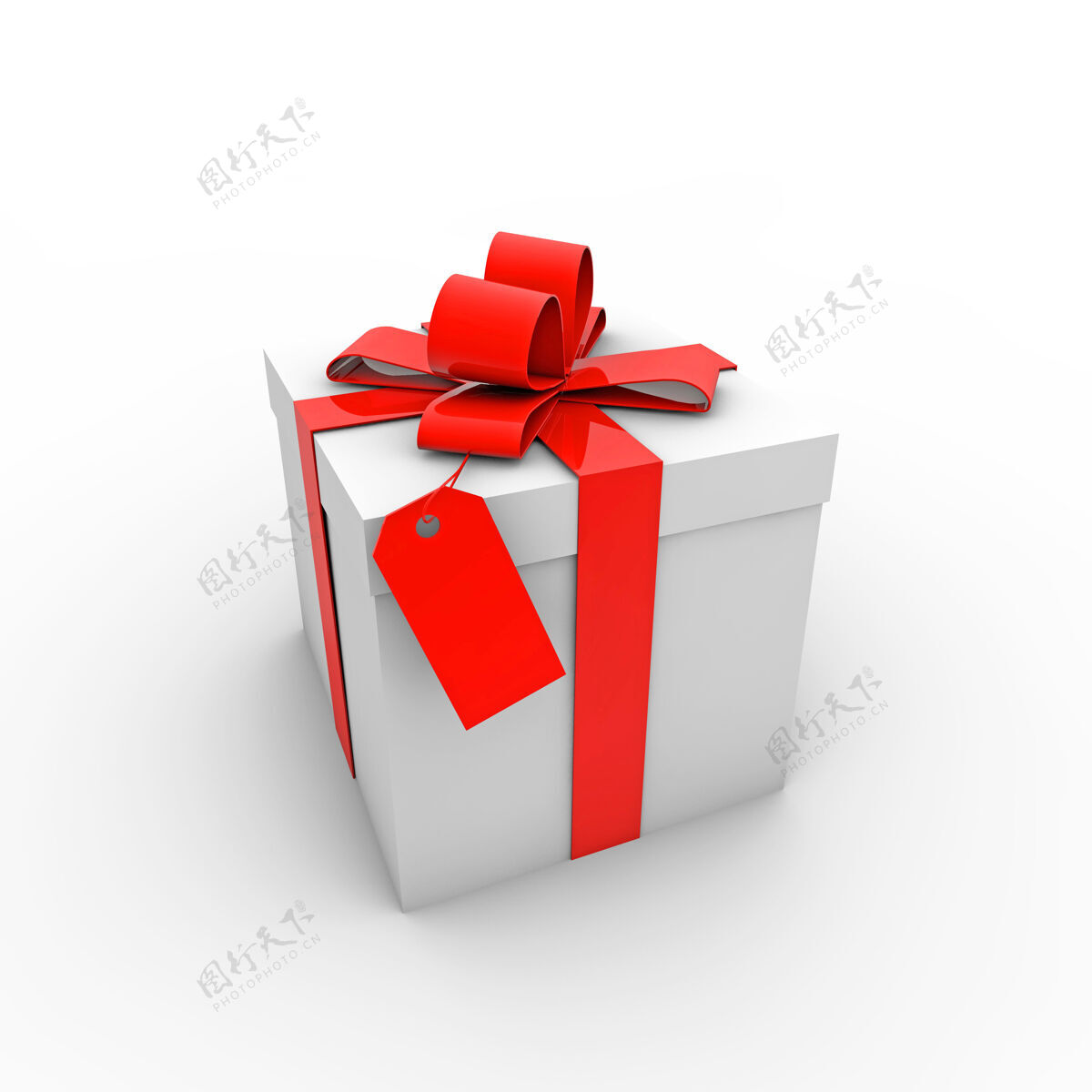 惊喜白色背景上带有红色蝴蝶结的礼品盒的简单插图爱情卡通情人节