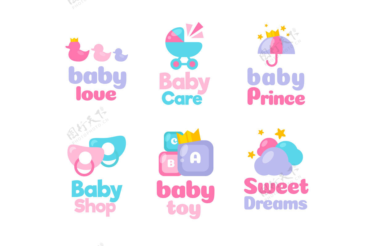 Collection收集婴儿元素标志模板Child品牌Baby