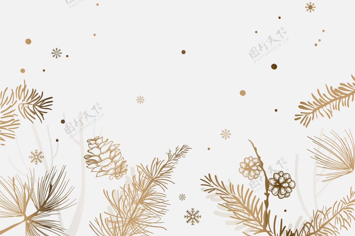 冰冷金色圣诞树的节日背景优雅黄金平安夜