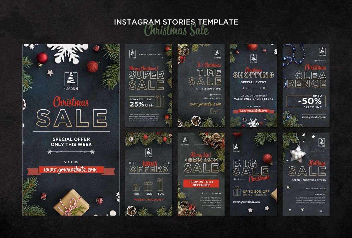 Instagram圣诞销售概念instagram故事模板传统季节销售